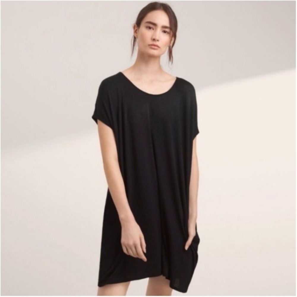 Aritzia Wilfred Free Lorelei Dress Black Reposa Luxe Jersey Knit Shift M NWT
